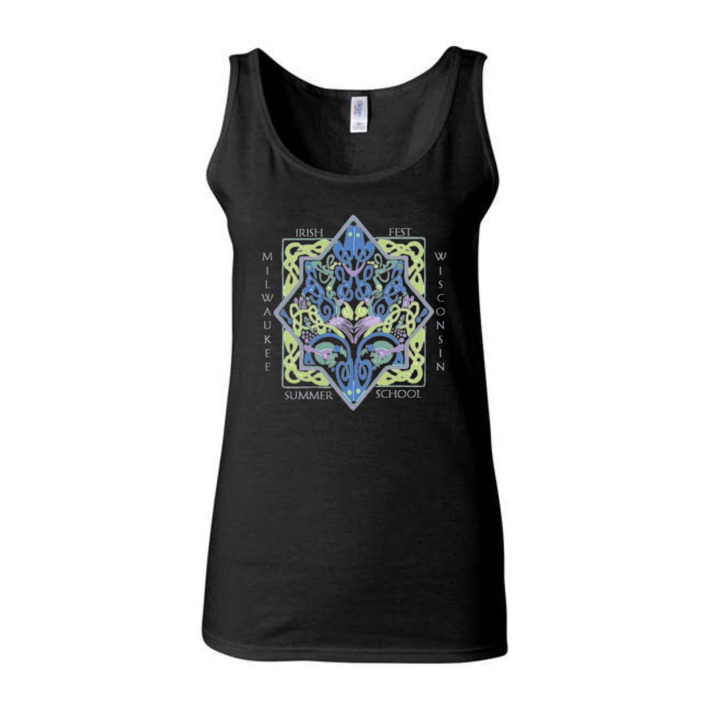 Ladies 2026 Milwaukee Irish Fest Summer School Tank Top: Black