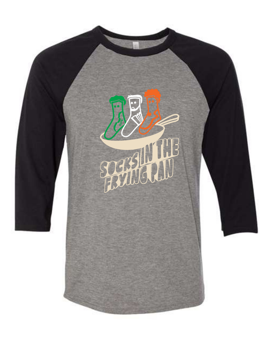 Black & Grey Socks in the Frying Pan Unisex Baseball T-Shirt