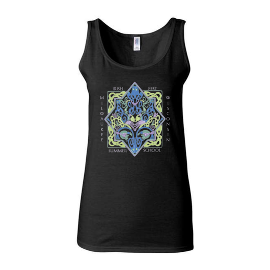 Ladies 2026 Milwaukee Irish Fest Summer School Tank Top: Black